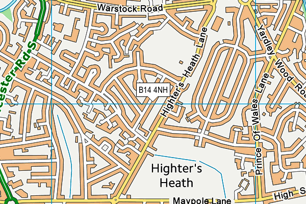 B14 4NH map - OS VectorMap District (Ordnance Survey)