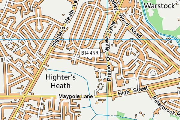 B14 4NR map - OS VectorMap District (Ordnance Survey)