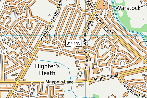 B14 4NS map - OS VectorMap District (Ordnance Survey)