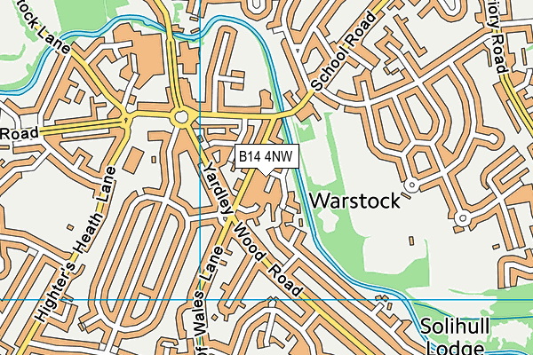 B14 4NW map - OS VectorMap District (Ordnance Survey)