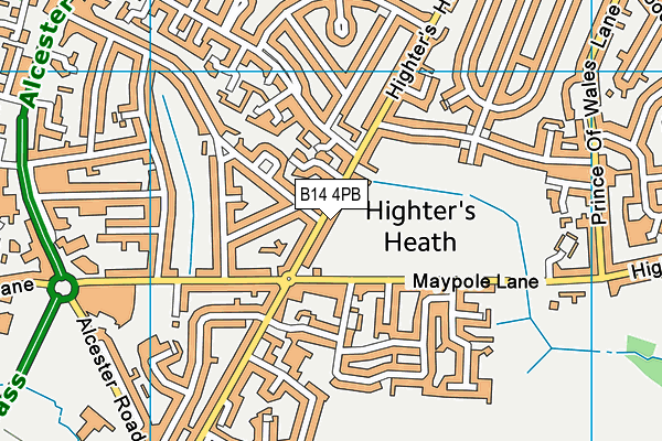 B14 4PB map - OS VectorMap District (Ordnance Survey)