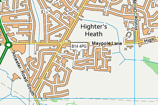 B14 4PG map - OS VectorMap District (Ordnance Survey)