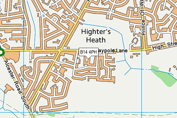 B14 4PH map - OS VectorMap District (Ordnance Survey)