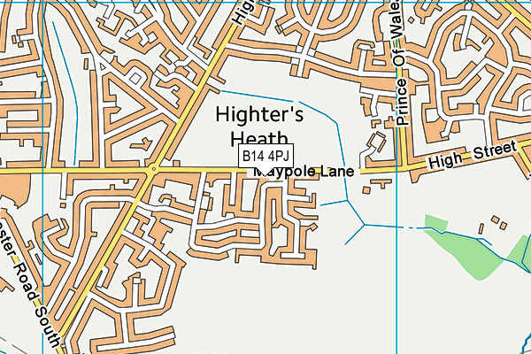 B14 4PJ map - OS VectorMap District (Ordnance Survey)