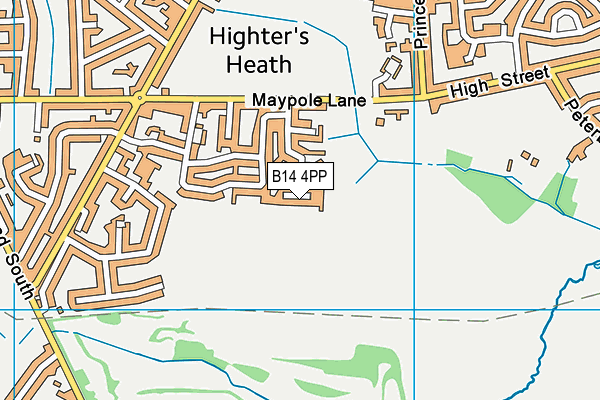 B14 4PP map - OS VectorMap District (Ordnance Survey)