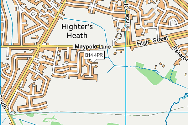 B14 4PR map - OS VectorMap District (Ordnance Survey)