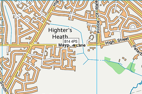 B14 4PS map - OS VectorMap District (Ordnance Survey)
