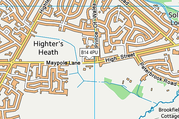 B14 4PU map - OS VectorMap District (Ordnance Survey)