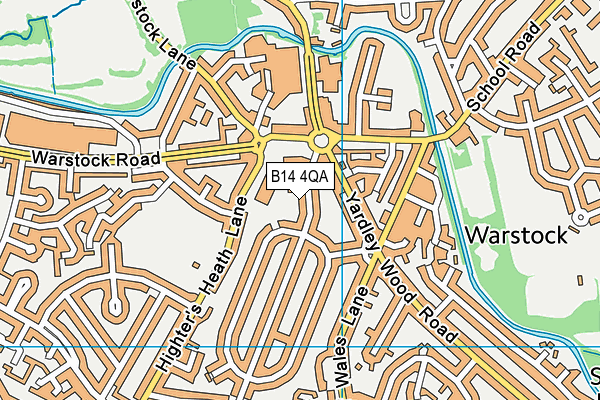 B14 4QA map - OS VectorMap District (Ordnance Survey)