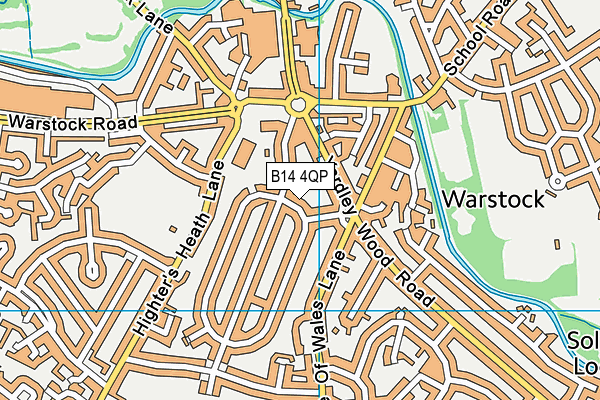 B14 4QP map - OS VectorMap District (Ordnance Survey)