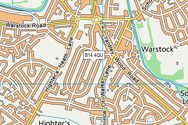 B14 4QU map - OS VectorMap District (Ordnance Survey)