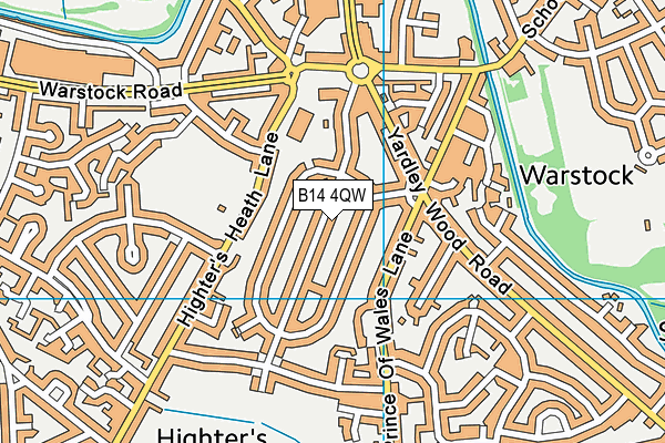 B14 4QW map - OS VectorMap District (Ordnance Survey)