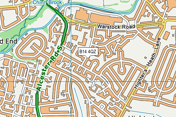 B14 4QZ map - OS VectorMap District (Ordnance Survey)