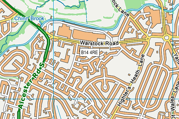 B14 4RE map - OS VectorMap District (Ordnance Survey)