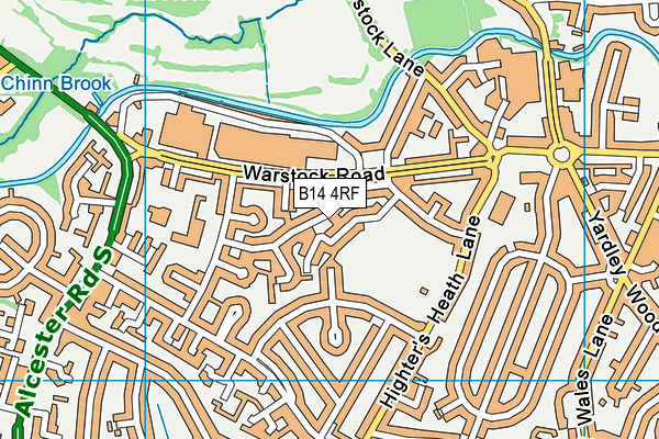 B14 4RF map - OS VectorMap District (Ordnance Survey)
