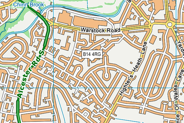 B14 4RG map - OS VectorMap District (Ordnance Survey)