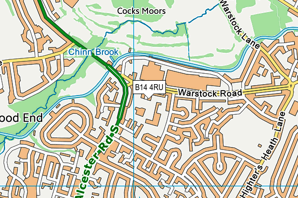 B14 4RU map - OS VectorMap District (Ordnance Survey)