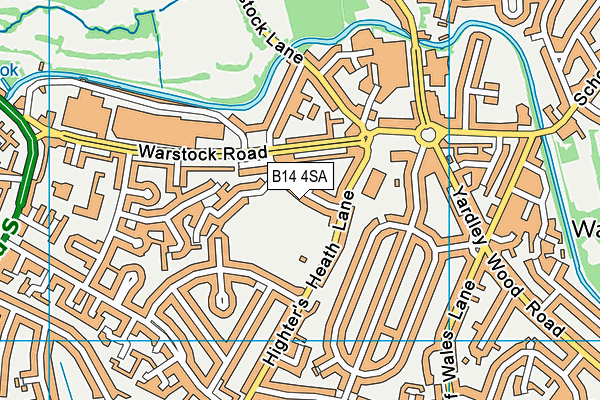 B14 4SA map - OS VectorMap District (Ordnance Survey)