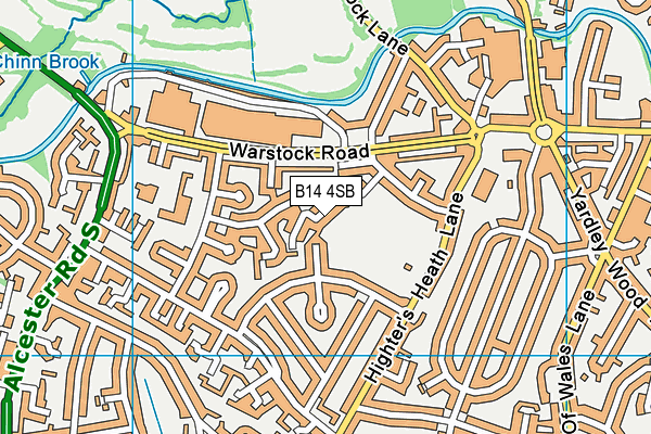 B14 4SB map - OS VectorMap District (Ordnance Survey)