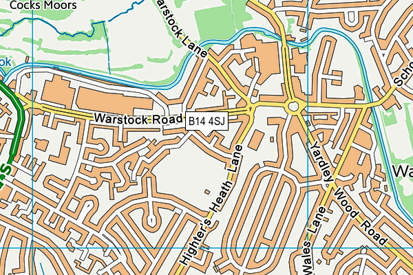 B14 4SJ map - OS VectorMap District (Ordnance Survey)