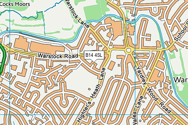 B14 4SL map - OS VectorMap District (Ordnance Survey)