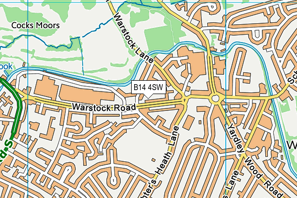 B14 4SW map - OS VectorMap District (Ordnance Survey)