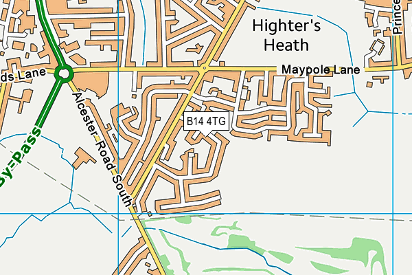 B14 4TG map - OS VectorMap District (Ordnance Survey)