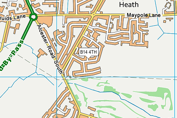 B14 4TH map - OS VectorMap District (Ordnance Survey)