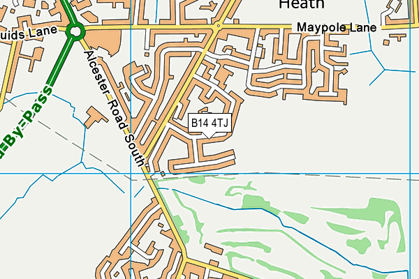 B14 4TJ map - OS VectorMap District (Ordnance Survey)