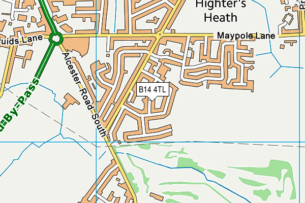 B14 4TL map - OS VectorMap District (Ordnance Survey)