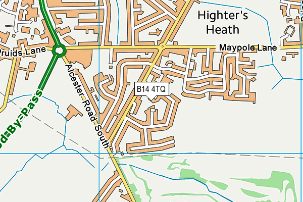 B14 4TQ map - OS VectorMap District (Ordnance Survey)