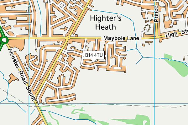 B14 4TU map - OS VectorMap District (Ordnance Survey)