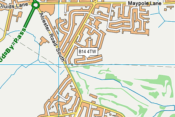 B14 4TW map - OS VectorMap District (Ordnance Survey)