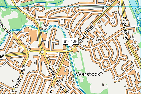 B14 4UH map - OS VectorMap District (Ordnance Survey)