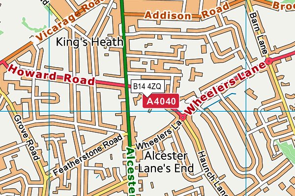 B14 4ZQ map - OS VectorMap District (Ordnance Survey)