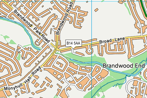 B14 5AA map - OS VectorMap District (Ordnance Survey)