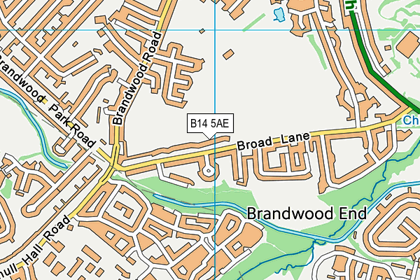 B14 5AE map - OS VectorMap District (Ordnance Survey)