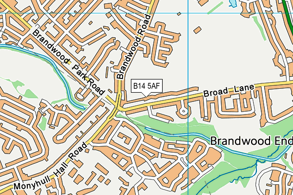 B14 5AF map - OS VectorMap District (Ordnance Survey)