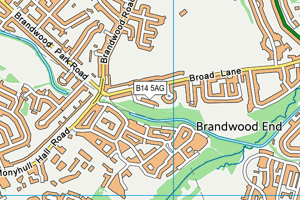 B14 5AG map - OS VectorMap District (Ordnance Survey)