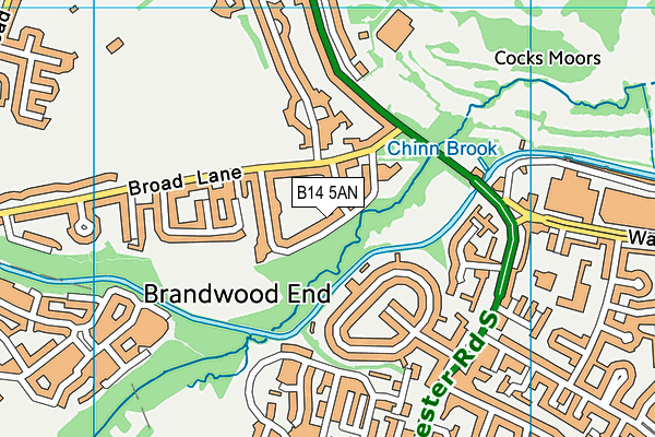 B14 5AN map - OS VectorMap District (Ordnance Survey)