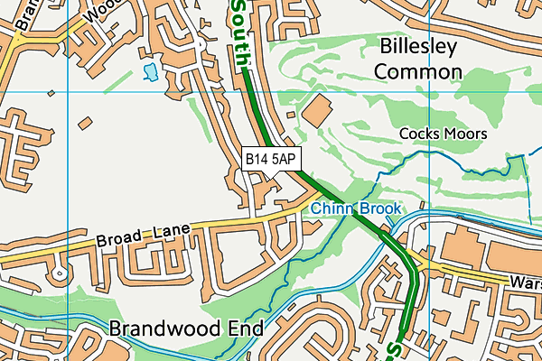 B14 5AP map - OS VectorMap District (Ordnance Survey)