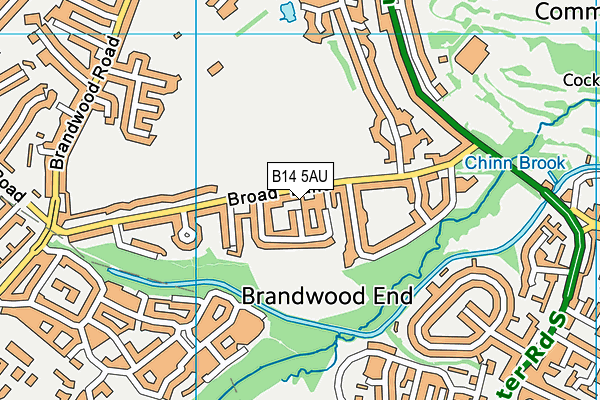 B14 5AU map - OS VectorMap District (Ordnance Survey)