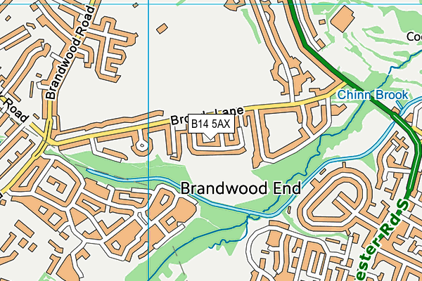 B14 5AX map - OS VectorMap District (Ordnance Survey)