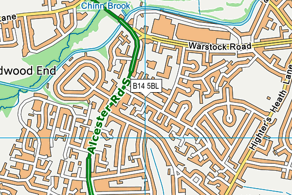 B14 5BL map - OS VectorMap District (Ordnance Survey)