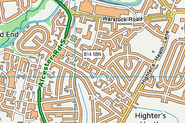 B14 5BN map - OS VectorMap District (Ordnance Survey)