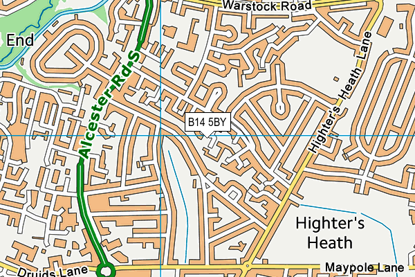 B14 5BY map - OS VectorMap District (Ordnance Survey)