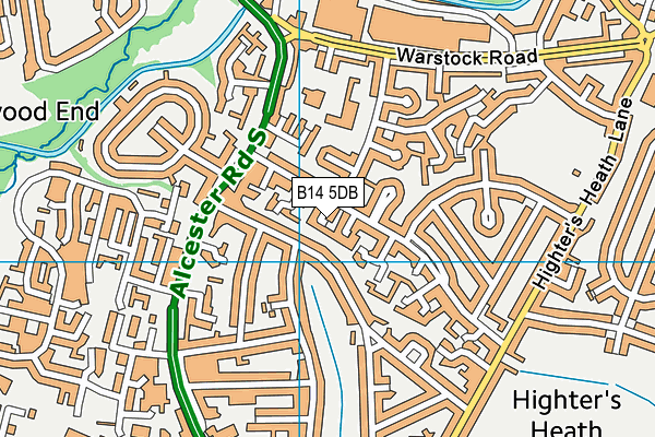 B14 5DB map - OS VectorMap District (Ordnance Survey)