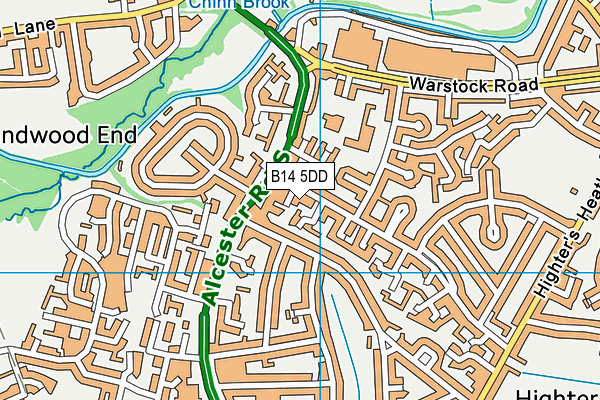 B14 5DD map - OS VectorMap District (Ordnance Survey)