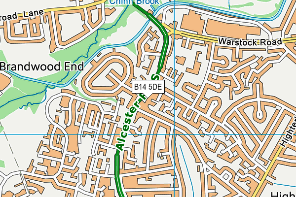 B14 5DE map - OS VectorMap District (Ordnance Survey)