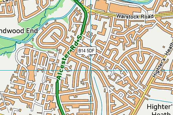B14 5DF map - OS VectorMap District (Ordnance Survey)